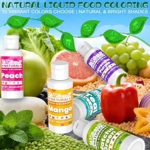 Image of Mango Natural Food Coloring - 50ml Plant Based Food Dye, No FD&C & Artificial Dyes, Gluten-Free, Food-Grade, Vibrant Liquid Colors for Icing, Baking, Cake Decorating, Frosting, Fondant, Slime - 1.69 Fl.Oz Bottles