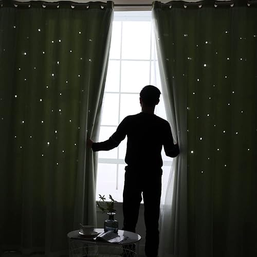 Miniatura 8 de Tongcan Cortinas opacas con diseño de estrellas para dormitorio de niños, cortinas con ojales en la parte superior, para cuarto de bebé, sala de