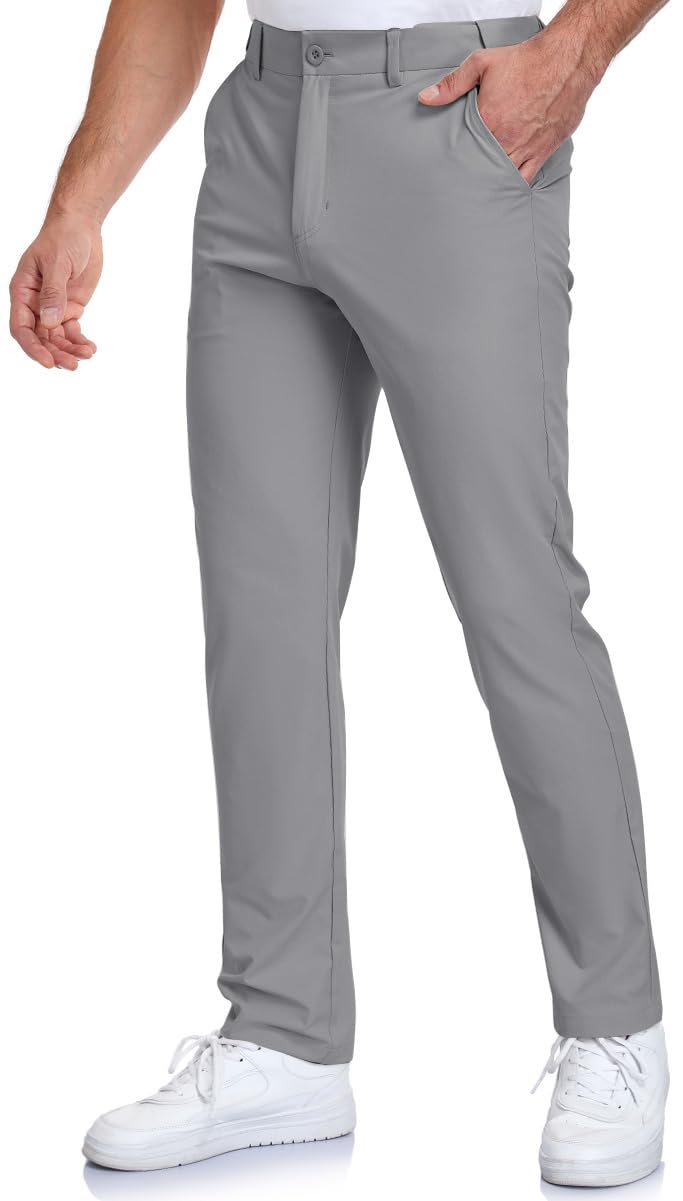 SPOSULEI Mens Golf Pants Waist Elastic Lightweight Quick Dry Water Resistant for Casual Trousers with 4 Pockets