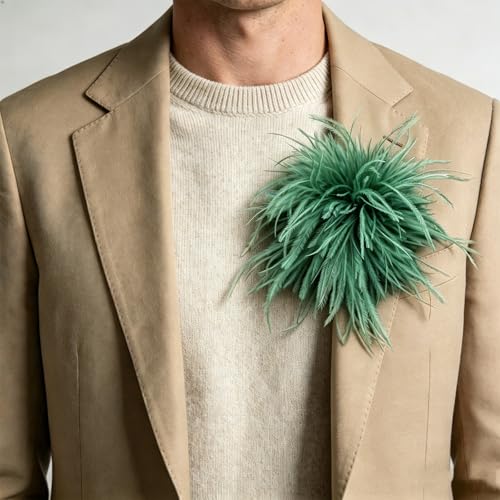 Image of CSIYANJRY99 Dainty Feather & Rose Flower Large Brooch Lapel Pins Delicate Elegant Handmade Flower Brooches Pin Classic for Wedding Party Dance Banquet for Women Dress Suit Ceremony Clothes Accessories Jewelry Valentine's Day Gifts