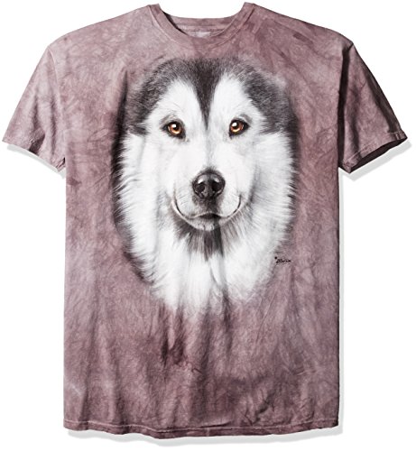 The Mountain Alaskan Malamute Face Adult T-Shirt, Grey, Large