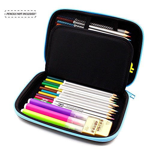 Angry Shark Boys Cool Pencil Case - Large Capacity Hardtop Pencil Box with Compartments - Colored Pencil Holder School Supply Organizer for Kids Girls Toddlers Children (Black) - Thumbnail 7