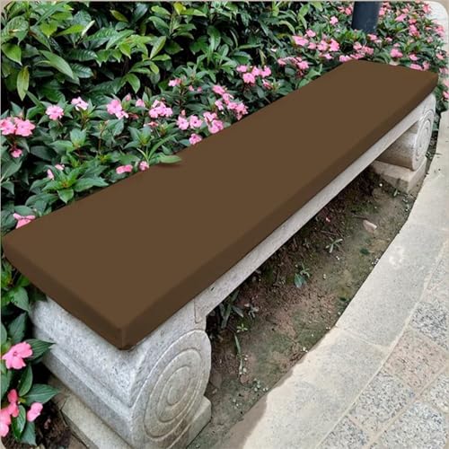 Cojín impermeable para banco de exterior con esponja de alta densidad, 5 cm de grosor, fácil de limpiar, ideal para jardín, césped, balcón, sofá, marrón oscuro, 140 x 55 x 5 cm