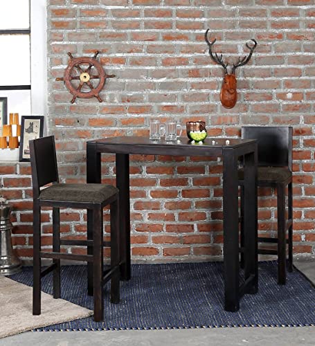 Image of Solid Sheesham Wood Bar Dining Table 2 Seater Set /Sheesham Wood Dining Set with 2 Chairs (Rosewood, Walnut Finish, 2 Chair, 1 Table)