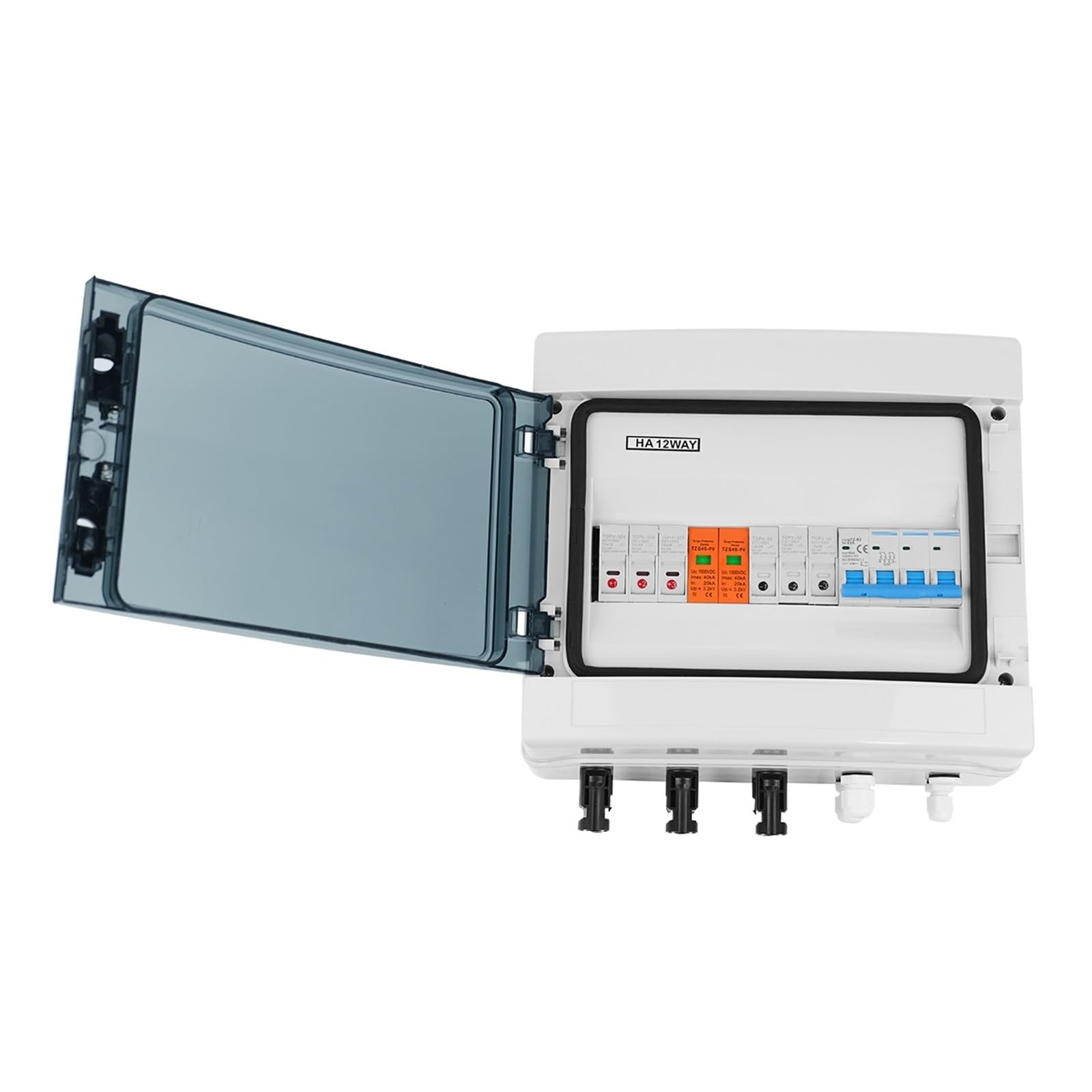 RWRAPS Boîte de Combinaison Solaire photovoltaïque PV avec Protection Contre la Foudre, 3 entrées 1 Sortie, fusible DC 1000V, boîte étanche IP65 12 Voies (Size : 63A DC)