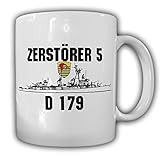 Tasse Zerstörer 5 D179 Bundesmarine Bundeswehr Schiff Bordgemeinschaft Kaffee Becher Emblem #20365