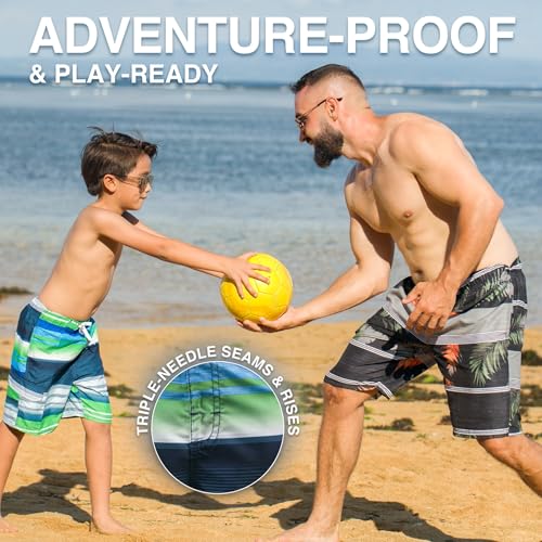 Image of Kanu Surf Boys' Victor Stripe Quick Dry Beach Board Shorts Swim Trunk