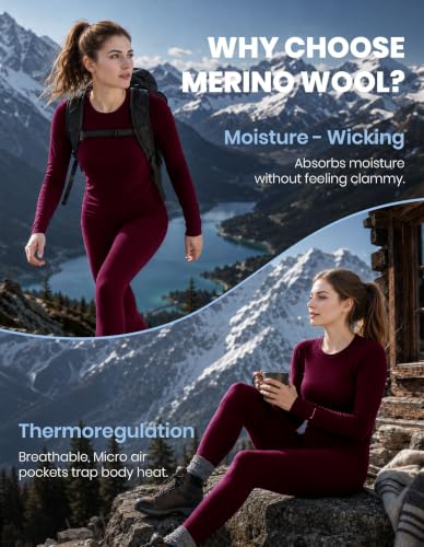 Image of Iguana Womens 100% Merino Wool Base Layer Set Active Thermals