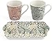 Portmeirion Pimpernel Floral Porcelain Mug & Tray Set - Porcelain & Melamine, Decorative Drinkware for Entertaining or Serving Hot Beverages - Elegant Gift for New Couples & Housewarming