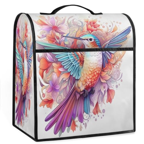 Coffee Maker Cover Watercolor Flower Hummingbird Kitchen Appliance Covers Small Appliance Covers Blender Cover Juicer Cover Dust Covers for Kitchen Appliances with Top Handle and Pockets,B240
