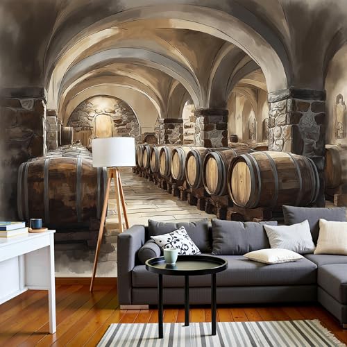 Papier Peint Cave à vin déco murale maison style industriel 3D - 3
