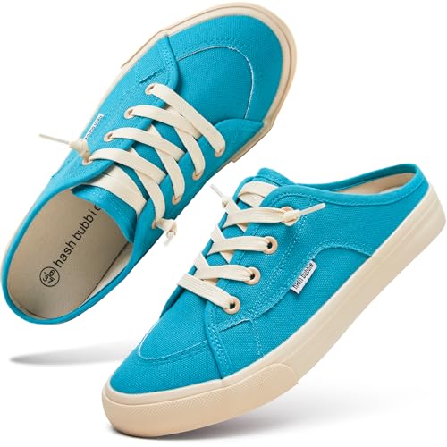 Image of hash bubbie Women's Mules Slip on Sneakers Canvas Tennis Shoes | backless summer close toed sandals non slip on walking casual comfortable