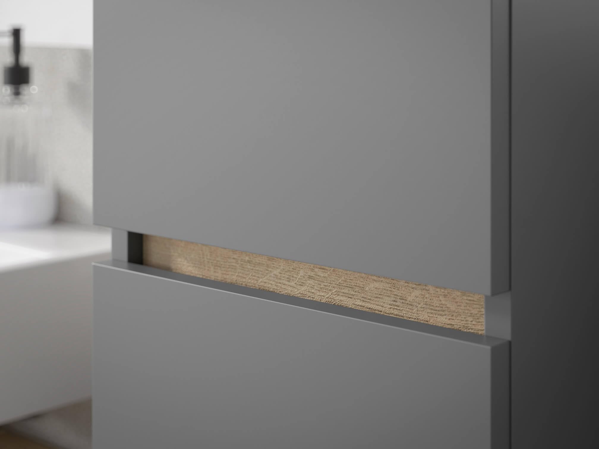 moebel-dich-auf Badezimmer Badmöbel -Set Londres Anthrazit Hochschrank Spiegelschrank Wbu Kommode Set 1