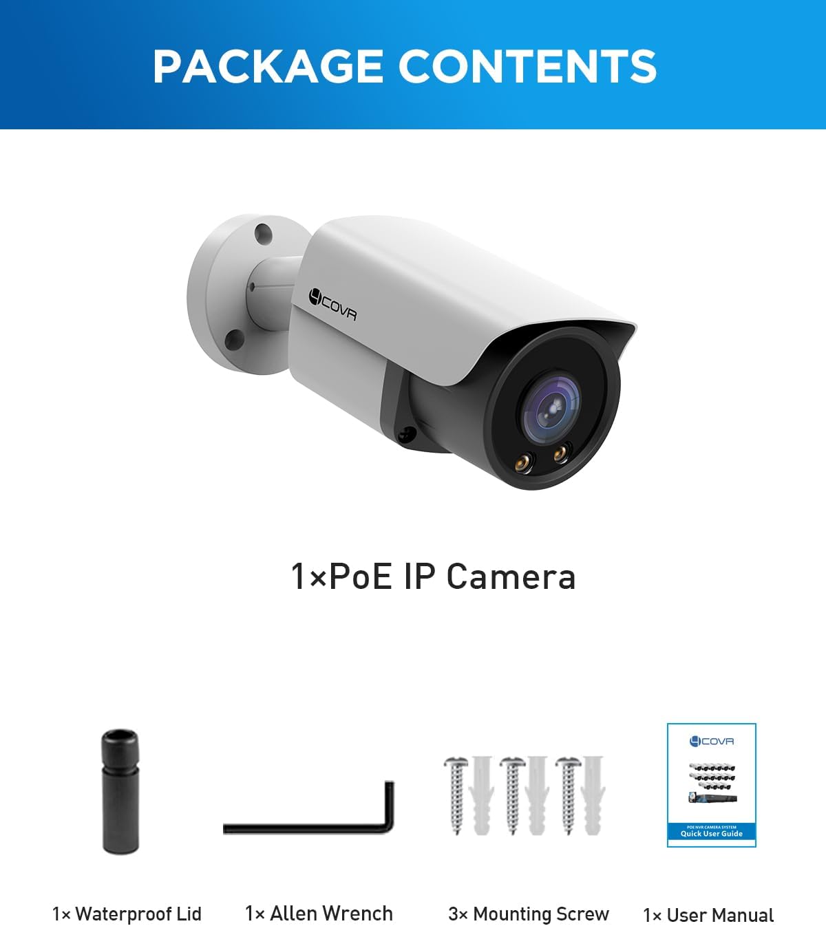 4COVR 4K PoE IP Security Bullet Camera Outdoor, 8MP UltraHD Wired Camera with Dual Lights Full-Color Night Vision, Two-Way Talk, AI Person/Vehicle Detection, Up to 256GB microSD Card, LY37YX8MA