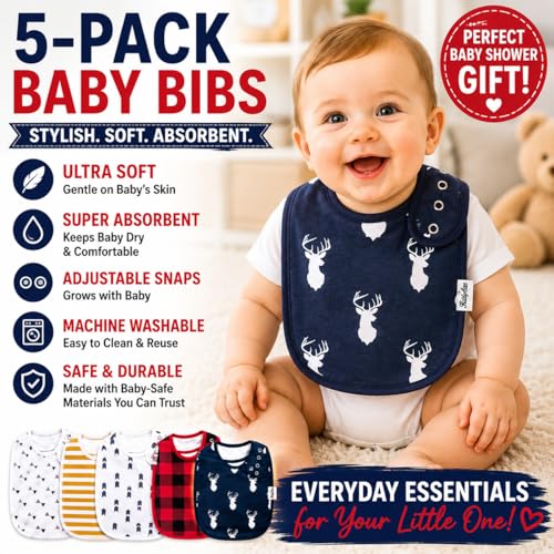 Image of KiddyStar Premium Organic Cotton Bibs for Drooling & Teething Babies