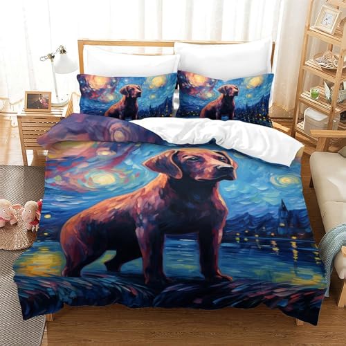 Housse de couette labrador imprimée 3D en microfibre respirante 140x200cm - 2