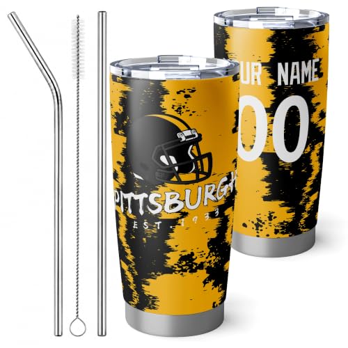 Image of ANTKING Pittsburgh Tumbler 20oz Travel Mug Custom Number Name Gifts