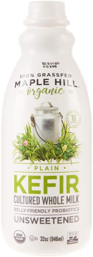 Maple Hill Crea mery, 100% Grass Fed Kefir, Plain, Organic 32 Ounce