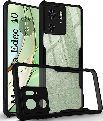 Image of Jkobi Back Cover Case for Motorola Moto Edge 40 (Shockproof with Polycarbonate Clear Panel | Professional Black)