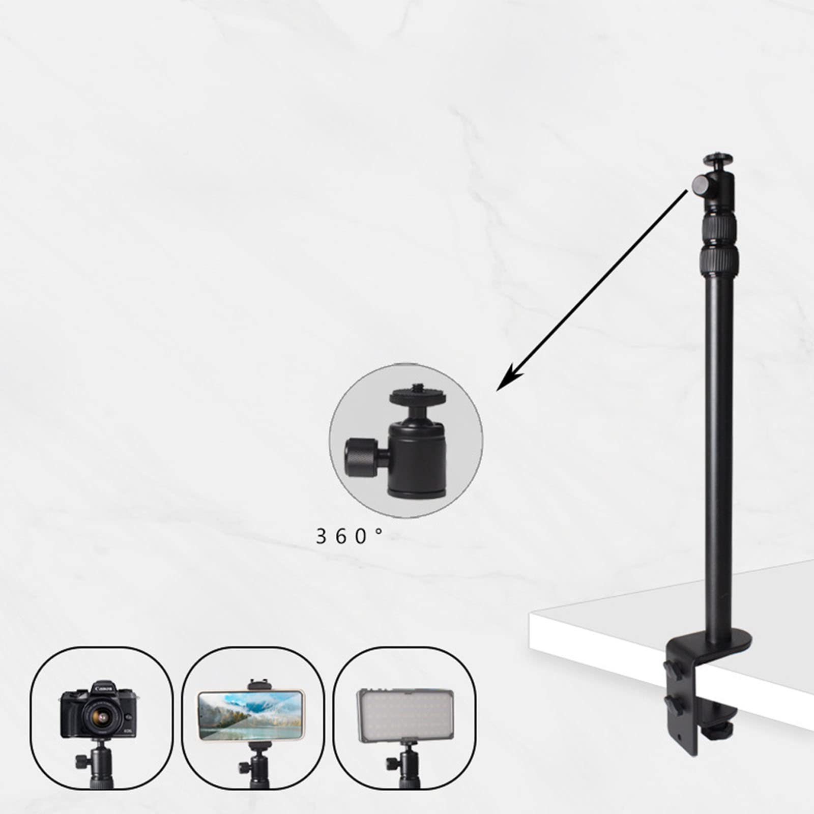 Supporto estensibile per tablet con clip per cellulare per smartphone telescopico supporto da tavolo con clip