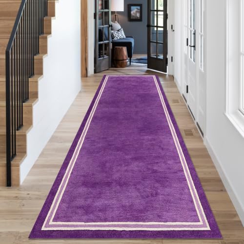 Alfombra de pasillo antideslizante morada de 90 x 200 cm lavable para cocina 2