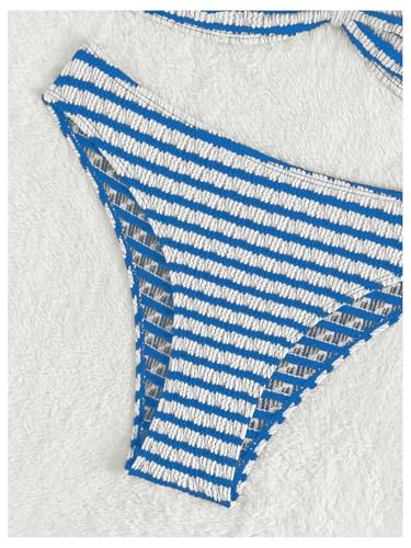 SOLY HUX Bathing Suit for Women Striped Halter Bikini Set Summer Two Piece Swimsuit4