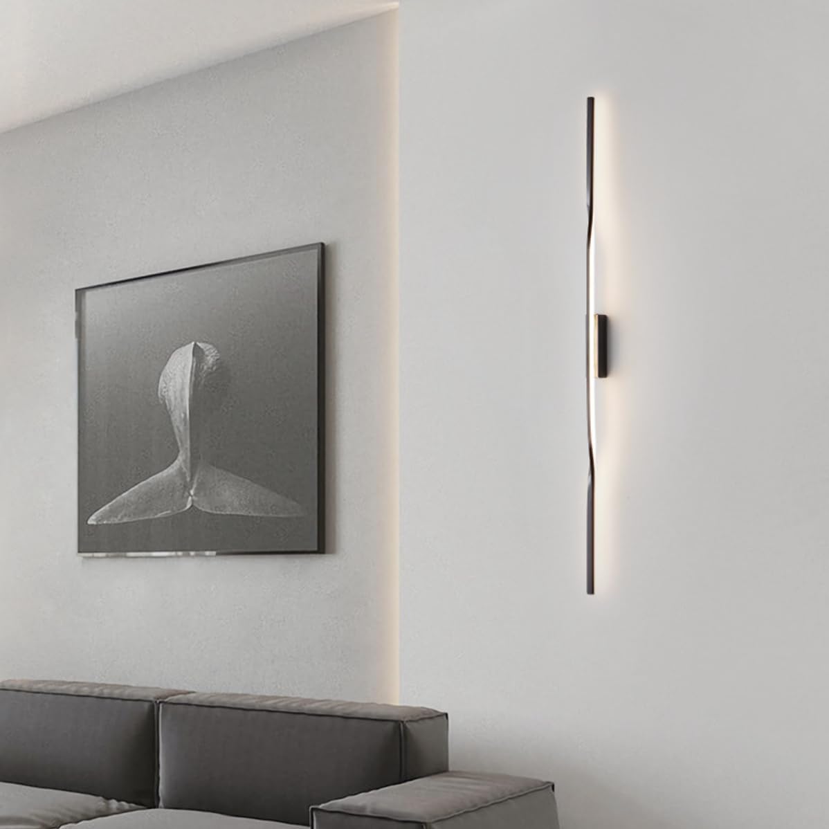 Modern Minimalism Linear Wall Sconce Twisted LED Wall Lights Long Strip Wall Lamp Bar Design Slim Black Wall Mount Light Horizontal Vertical Sconce Lighting - 35"
