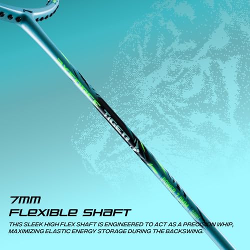Image of Li-Ning Axforce Tiger Strung Badminton Racquet for Professional Players| 32 LBS Max Tension | Head Heavy | 7mm Flexible Shaft | Carbon Fibre Frame