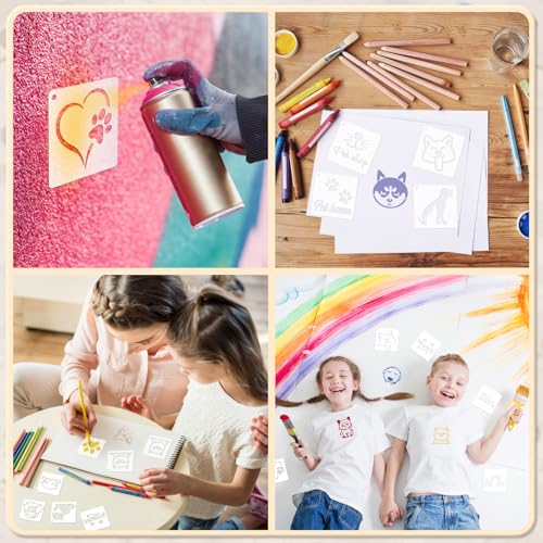 JSRQT 64-Piece DIY Craft Template Set - Animal & Heart Shapes - Reusable Plastic Stencils for Painting & Wall Art - 12.8x12.8CM - Image 2