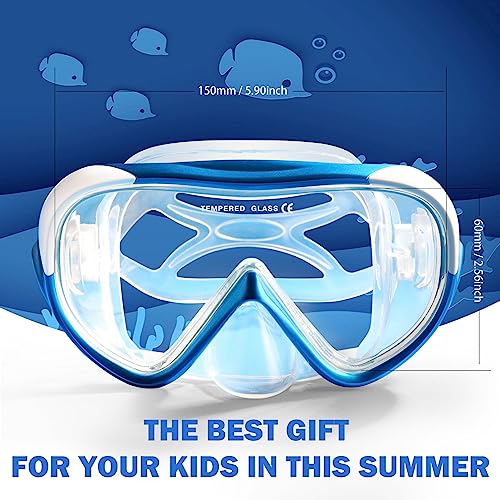 Image of Kids Snorkel Swim Mask, Child Diving Mask Anti-Fog Swim Goggles with Nose Cover for Snorkeling Diving Swimming