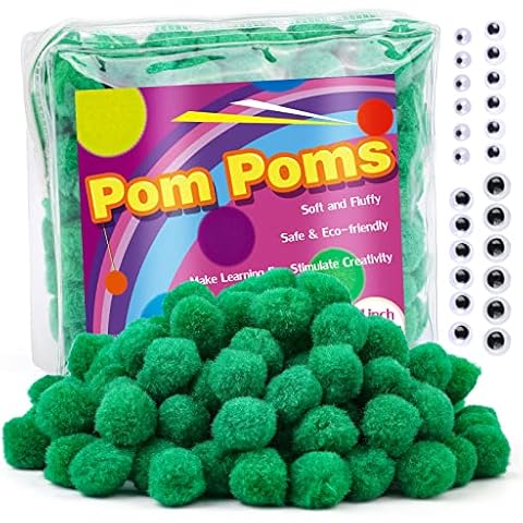 dipeer Bulk Pompoms,150 Pack 1 Inch Pom Poms Balls for Crafts, Fuzzy Balls Puff Balls, Green Pom Pom Puff Balls for DIY Art Creative Crafts Decorations Cover