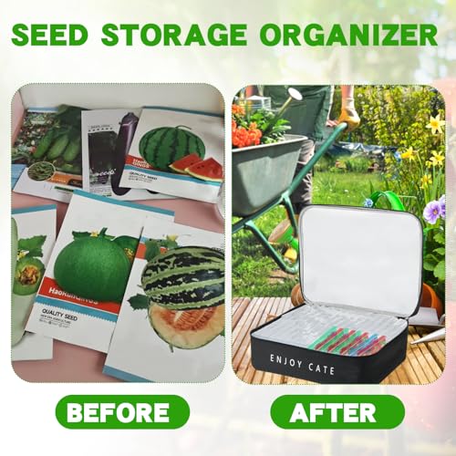 Image of 24 Slot Seed Storage Organizer Box with Insulated Bag with Dual Zipper Bag, Garden Seed Organize Sealed Bags and Label Stickers Saving Container Keeper Set for Garden Vegetable Flower Plants
