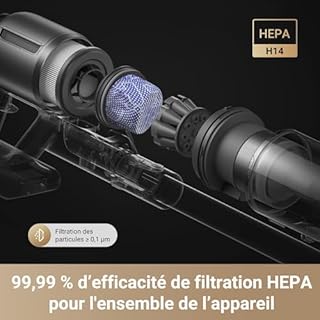dreame Z30 Aspirateur Balai sans Fil, 28 000PA / 310 AW, Moteur Haute Vitesse, Autonomie 90 Min, Filtre HEPA H14, Technologie de Détection de Poussière, Élimination des Poils d’Animaux de Compagnie