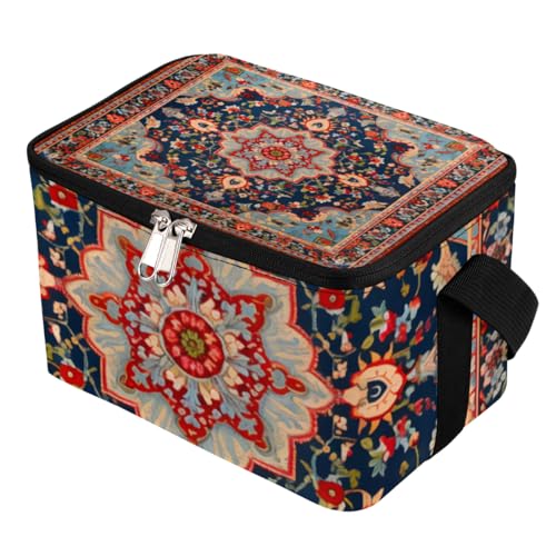 GzLeyigou Lunch Bags for Women Men 9 Cans,Abstract Flower Hot & Cold Food Delivery Bag Insulated Grocery Bag Insulated Lunch Box Mandala Ethnic Cooler Bag for Office Work Picnic Beach
