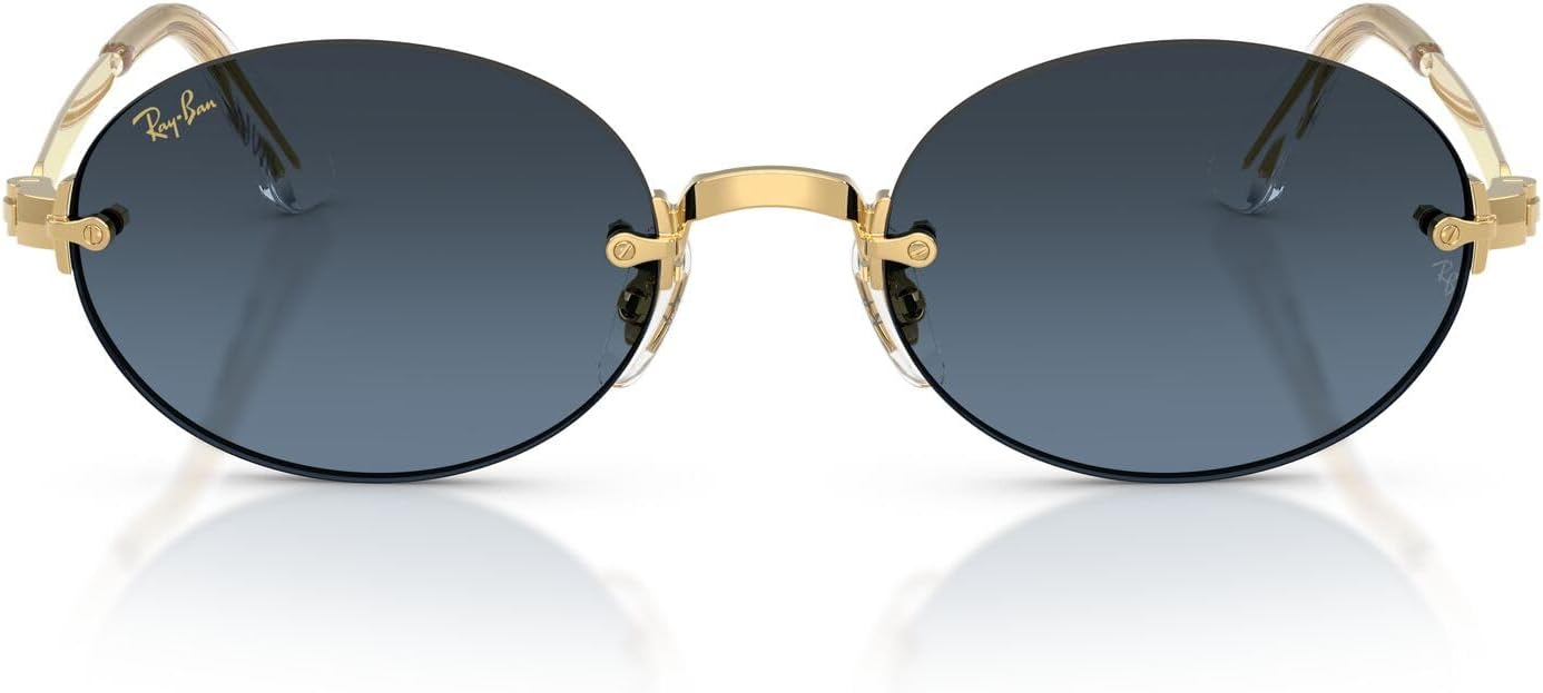 Ray-Ban A$AP Rocky RB3929 Wired Metal Collection Oval Sunglasses, Gold/Blue Gradient Dark Grey, 54 mm
