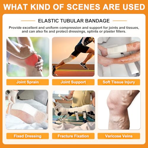 carbou elasticated tubular support bandage 3534 x 11 yd size e soft stockinette tubing for legs arms knees thighs reusable compression support bandage roll for joint tissue