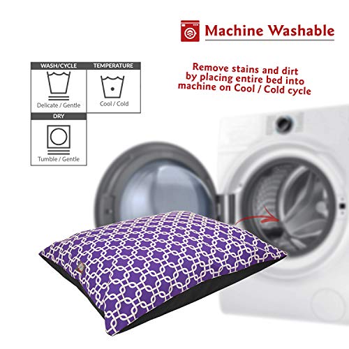 Image of Majestic Pet Super Value Large Rectangle Washable Non Slip Comfy Dog Bed - Crate Kennel Bed for Large Breeds 46 x 35 Inch - Links Purple