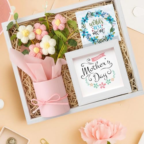 Image of TIED RIBBONS Gift for Mom, Birthday Gift for Mom Mother in Law - (Artificial Crochet Flower Bouquet, Printed Photo Frame & Greeting Card) - from Daughter Son