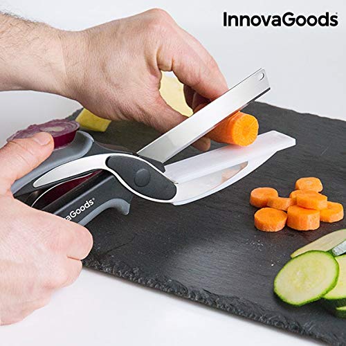 InnovaGoodsKnife-Scissors with Integrated Mini Cutting Board, Black/Grey