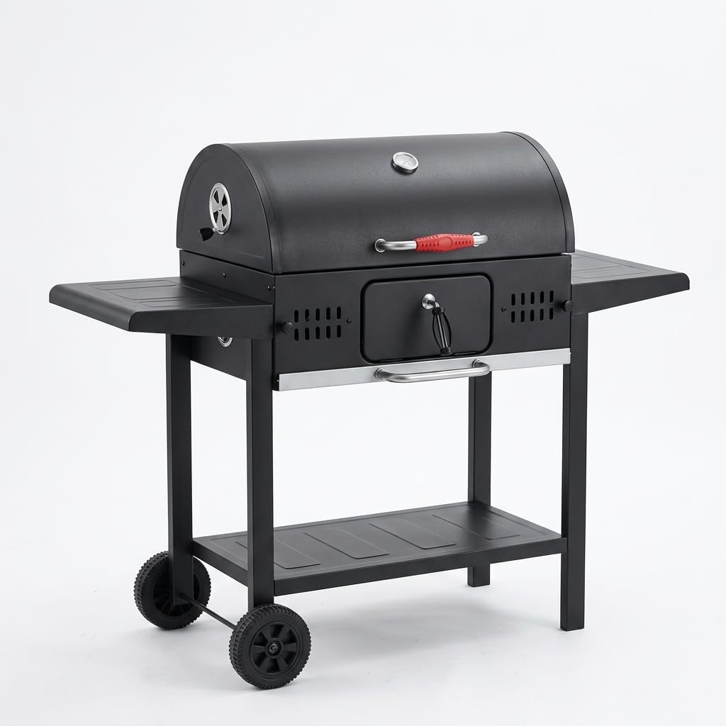 Barbecue a Carbone con Girarrosto Elettrico e Termometro - Gria Barbecue Portatile per Esterni - barbeque