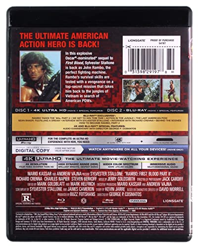 RAMBO: FIRST BLOOD PART II 4K Ultra HD + Blu-ray + Digital
