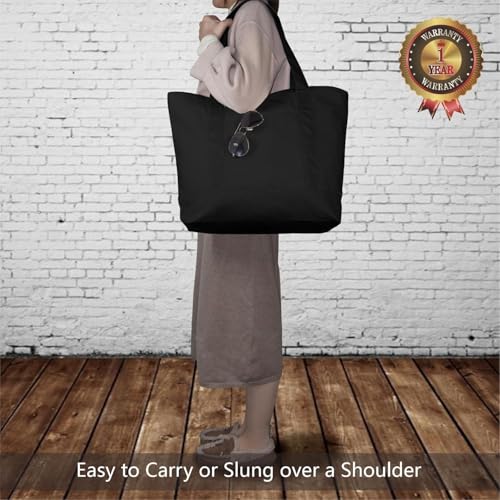 Image of 19x15 Inch Large Canvas Tote Bag | 100% Organic Reusable 330 GSM Cotton Handbag With Zipper Closure and Front Pocket for Shopping, Daily Use, Travel, Grocery, Gifting, Office and Storage