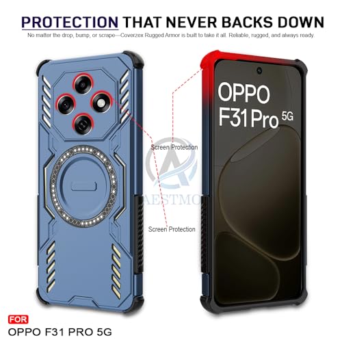 Image of AESTMO Back Case Cover for Oppo F31 Pro 5G | Magnetic Case with Built-in Metal Ring | Compatible with MagSafe Accessories | Shockproof Hybrid (PC + TPU (Blue)