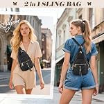 SDYSM Crossbody Bag for Women 2 in 1 Sling Bag Women Leather Small Sling Backpack Anti Theft Travel Purses Stylish Chest Bag