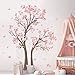 decalmile Pegatinas de Pared Árbol Grande Flores Rosa Vinilos Decorativos Árbol de Cerezo Pájaro Adhesivos Pared Dormitorio Salón Habitación Infantiles(H: 150 cm)