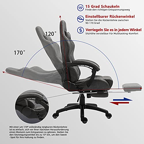 Dowinx verstelbare gaming chair PC-bureaustoel met voetsteun, game stoel met massage-lendensteun, ergonomische PU… - Image 6