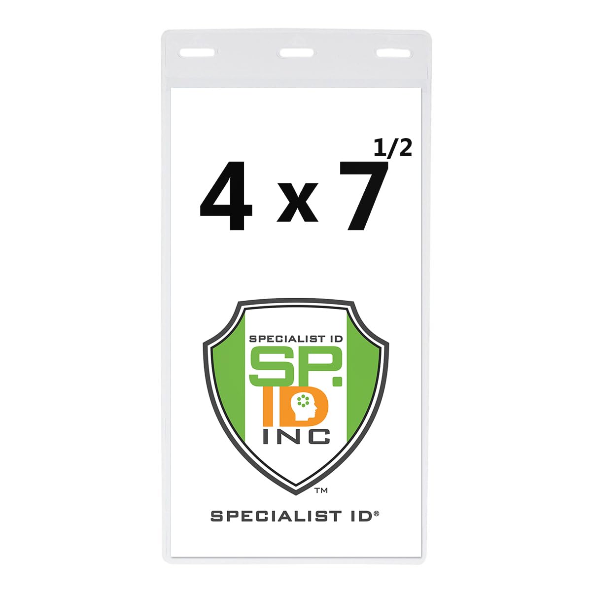 10 Pack - Vertical Oversize 4X7 Inch - Vinyl Large Credential or Ticket Holder for Pit Passes and Special Event Badges (4 x 7 1/2 Insert) by Specialist ID