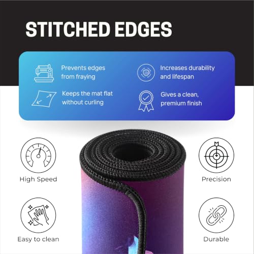 Image of Fantasy Wolf Large Desk Mat, Extended Mouse Pad 58.5 x 28 cm, Desk Pad, Washable Mousepad, 2mm Thick Non-Slip Rubber Base, Stitched Edges for Office, Home & Workstation (Multicolour)