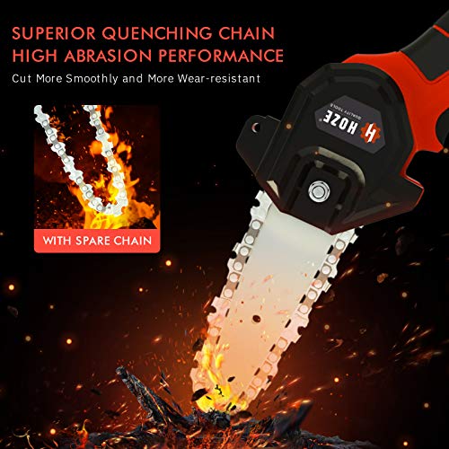 Mini Chainsaw,Lithium-Ion Brushless Cordless 4-Inch Chain Saw Kit, Handheld Protable Electric Chainsaw with 24V 2Pcs Batteries ,Pruning Shears Power Rechargeable Chain saw for Tree Branch Wood Cutting