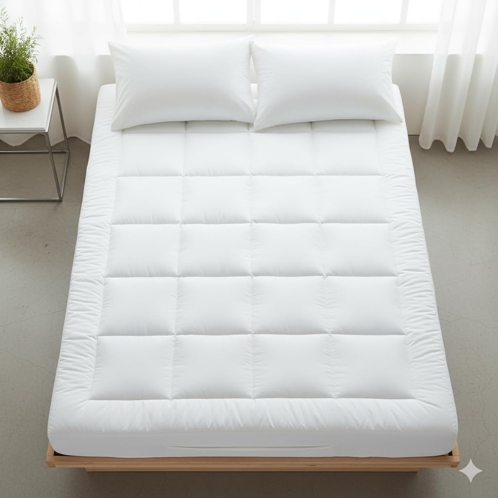 Delka White Luxury Mattress Toppers -Extra Thick Bed Topper For Back Pain Relief, Breathable & Hypoallergenic -Soft Quilted Cover, Deep Elastic Straps -Bed Topper Uk (Single)